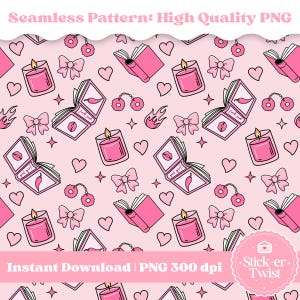 Bookish Seamless Pattern, Smut Bookish Pattern, Smut Seamless Pattern for Sublimation, Stickers, Bookmarks, Bookish PNG, Repeat Pattern