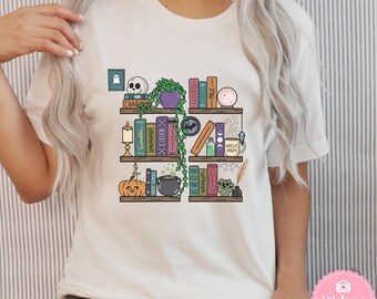 Halloween Bookshelf Png, Halloween Library PNG, Ghost Books Halloween png, Reader Book Club Sublimation Design Book Lover, Teacher Halloween
