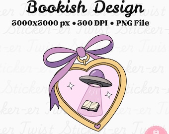 Sci-Fi Reader PNG | Niedliches Alien Romantik Aufkleber Design | BookTok Sci Fi Romanze Sublimation PNG | Space Romanze Digitaler Download