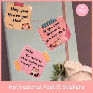 Adesivi Post-it motivazionali, citazioni positive sul panda rosso kawaii, citazioni quotidiane ispiratrici, citazioni motivazionali sugli animali carini