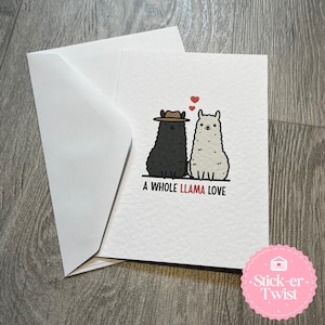 Tarjeta de amor de llama, Todo un amor de llama, Tarjeta de felicitación de llama, Tarjeta de aniversario, Tarjeta de San Valentín, Tarjeta de cumpleaños de amor