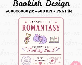 Passport to Romantasy PNG, Dragon Reader Clipart, Fantasy Land Book Lover PNG, Pastel Dragon Sublimation Design, Romantasy Fantasy Book Club