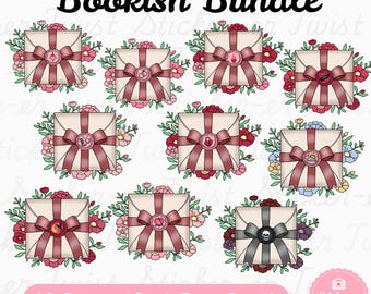 Book Trope Bundle PNG: Cute Trendy Aesthetic Popular Bookish Love Letters Bundle, Bookish Kindle Design for Stickers, Commercial Use