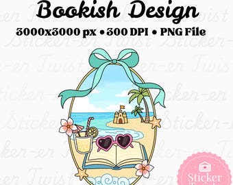 Beach Reader PNG | Summer Book Lover Design | Bookish Aesthetic | Vacation Reader Gift | Kindle Sticker PNG | Beach Book Club