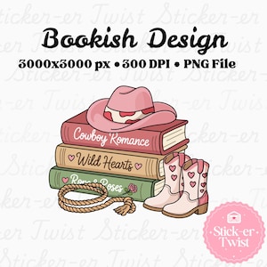 Libri romantici con cowboy PNG / Estetica da lettrice western / Clipart di libri BookTok / Romanzo con cowgirl PNG / Design da lettrice di romanzi