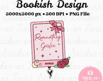 Romantasy Kindle Sticker PNG: Fantasy Romance Booktrope PNG for sublimation, stickers, bookmarks, commercial use, Romantasy book lover