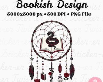 Dunkle Romantik Bookish PNG | Dark Romance Reader Ästhetik | Lesezeichen Traumfänger | BookTok Bücherwurm Clipart | Bösewicht Romanze PNG