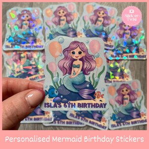 Personalisierte Meerjungfrau-Geburtstags-Aufkleber, Meerjungfrau-Geburtstags-Cupcake, personalisierte Meerjungfrau-Geburtstagsfeier