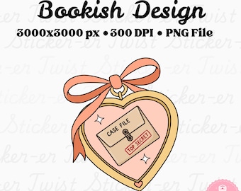 Thriller Bookish Locket PNG | Booktrope Bookish Clipart True Crime Reader Aesthetic | Mystery-Thriller von BookTok Design | Kommerzielle Lizenz