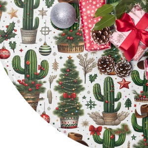 Cactus kerstboomrok – rustiek cowboydecor – westernboomrok voor zuidwestelijke kerststijl Desert Holiday Vibes