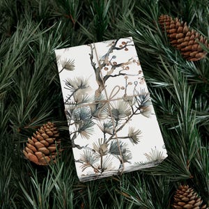 Carta da regalo natalizia Carta da regalo con albero di Natale, acquerello, carta da regalo botanica, carta da regalo per le feste, carta di lusso, abete rosso festivo, pigna