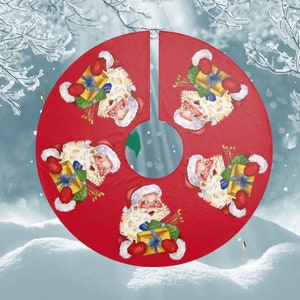 Best-Selling Vintage Santa Christmas Tree Skirt – 44 Retro Holiday Decor – Classic Old World Christmas Accent – Timeless Tree Skirt