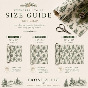 Evergreen Toile Christmas Wrapping Paper, Luxury Winter Forest Gift Wrap image 6