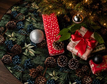 Midwinter Pine Christmas Tree Skirt Rustic Holiday Tree Decor