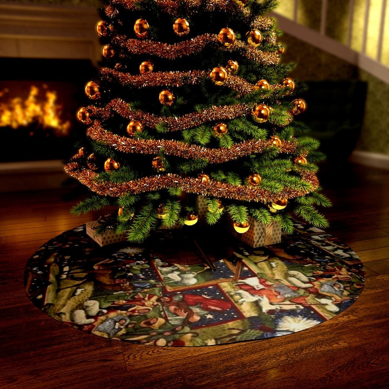 Nativity Christmas Tree Skirt Nativity Scene Tree Skirt Christmas Tree Decor Gift for Family