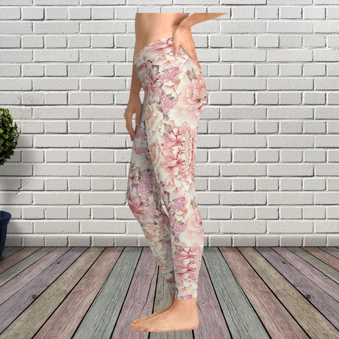 Floral Yoga Pants Vintage Flower Workout Leggings for Her Etsy