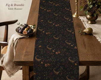 Fig and Bramble Table Runner | Elegant Fall Thanksgiving Table Decor