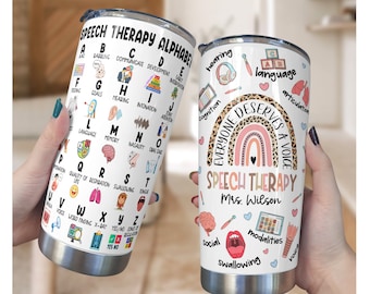 Personalized Speech Therapist Alphabet Tumbler, SLP Tumbler, SLP Cup, Speech Therapy, Custom Tumbler SLP Appreciation, Speech Pathologist