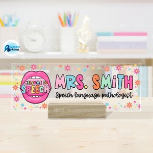 Speech Language Pathologist Desk Name Plate Personalized SLP Name Sign Speech Therapy Gift Speech Therapist Name Sign For Slp Teacher Plaque
