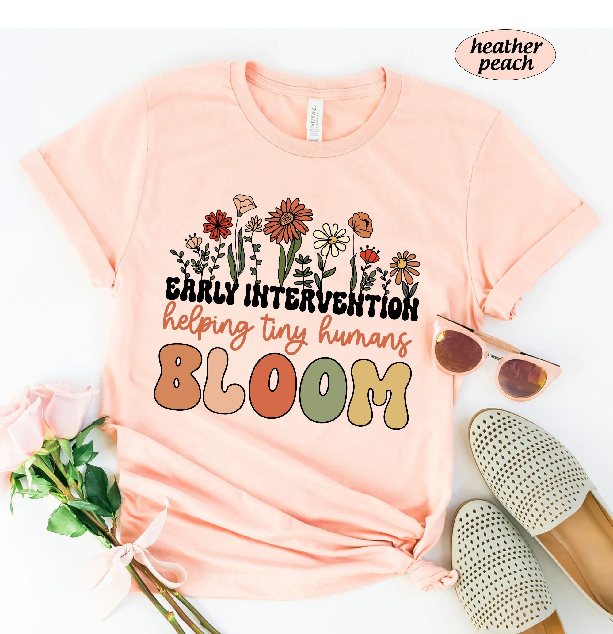 Retro Wildflower Tote Bag - "Helping Tiny Humans Bloom" Early Intervention Therapist Gift