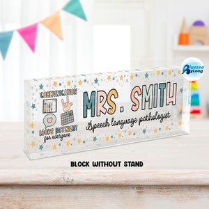 Slp Name Plate Gift Speech Therapy Desk Name Speech Language Pathologist Office Decor Ccc SLP Grad Gift Speech Therapist Personalized Gift