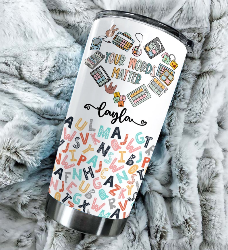 Personalized SLP Tumbler - 20 Oz Stainless Steel Vacuum Insulated Cup With Lid