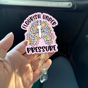 Floral Ribs Badge Reel Acrylic, Radiology, Rad Tech, Radiology Technician, Xray Tech, Nurse Badge Buddy, Badge Holder Swivel Clip, ID Holder