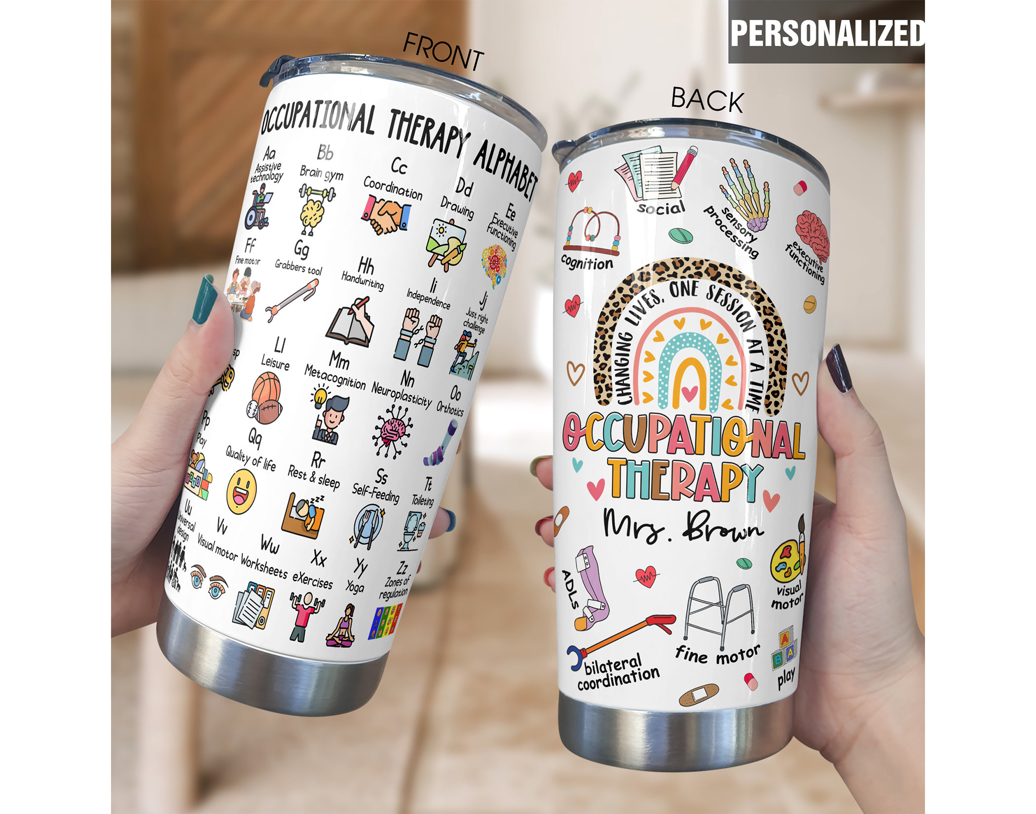 Personalized Occupational Therapist Alphabet Tumbler, OT OTA Tumbler, OT Cup, Occupational Therapy, Custom Tumbler Ot Ota Cota Appreciation