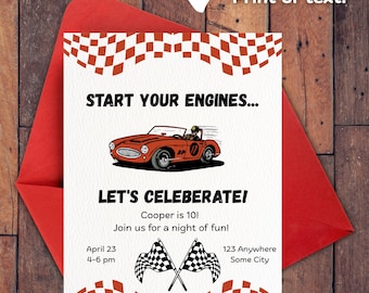 Race Car Party Invitation