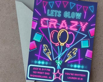 Neon Glow Birthday Party Invite