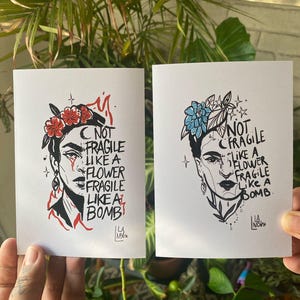 Lot 2 cartes petits print A8 FRAGILE LIKE A BOMB