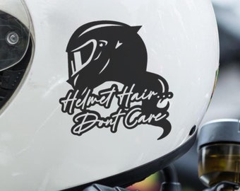 Helmet Hair Don't Care Decal - Biker Babe Motorcycle Sticker