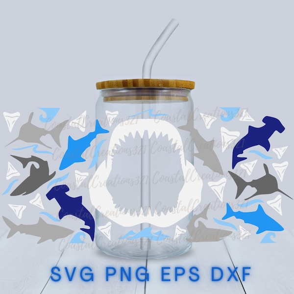 Shark Week SVG,PNG,JPG digital file/glass can wrap/shark tooth svg/shark svg/digital download/cricut cut file/shark fins,beach svg,wrap svg
