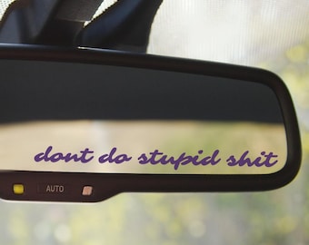 Dont Do Stupid Sh*t Decal | Bumper Sticker | Side Mirror | Vinyl Decal | Funny Quote | Racing Fast Cars | Rearview Mirror