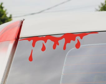 Blood Drips or Slime Drips Decal (#6) | Blood Splatter | Horror Fans | Spooky Halloween Car Decor | Blood Spatter Car Accessories
