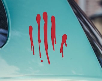 Bloody Hand Smear Decal: Horror Halloween Car Accessory