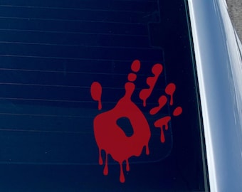 Bloody Handprint Decal: Horror Car Accessory, Halloween Decor