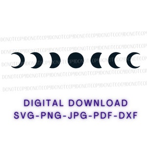 Mondphasen digitaler Download | Heide, Wicca, Mond-Hexe | Witchy SVG | Mondgöttin Selene | Vollmond | PNG-, JPG-Dateien