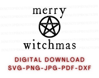 Merry Witchmas Pentacle Design: Pagan Holiday SVG, PNG, JPG (Digital Download)