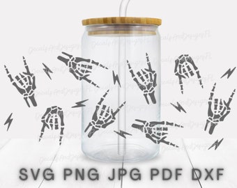 Rock Horns SVG: Metal Music Graphic, Glass Can Wrap (Digital Download)
