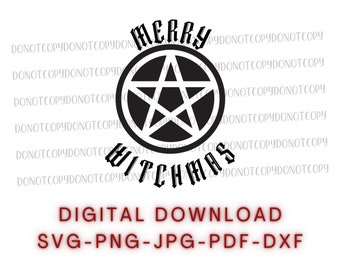 Merry Witchmas Pentagram SVG: Pagan Vector Cut File (Digital Download)