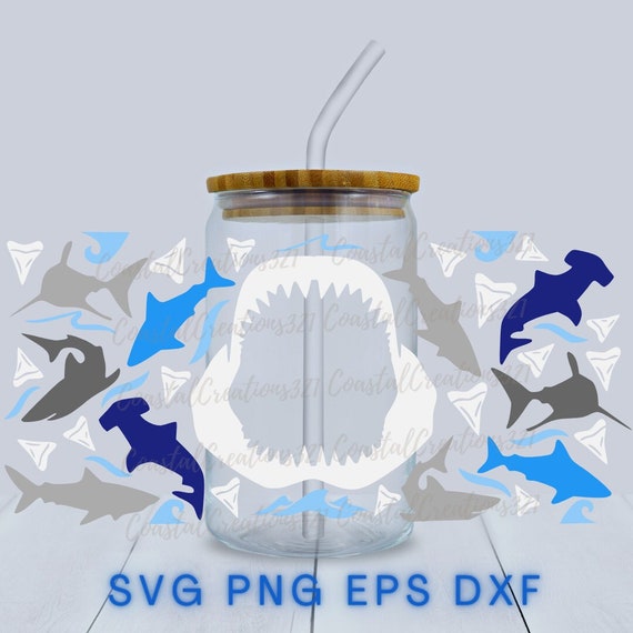 Shark Week SVG,PNG,JPG Digital File | Glass Can Wrap | Shark Tooth | Shark Design | Digital Download | Shark Fins