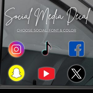 Social Media Username Decal | Instagram | Facebook | TikTok | X | You Tube | Custom Car Decal | Advertising Sticker | Networking | Followers