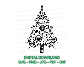 Avengers Christmas Tree SVG: Holiday Cricut Cut File (Digital Download)