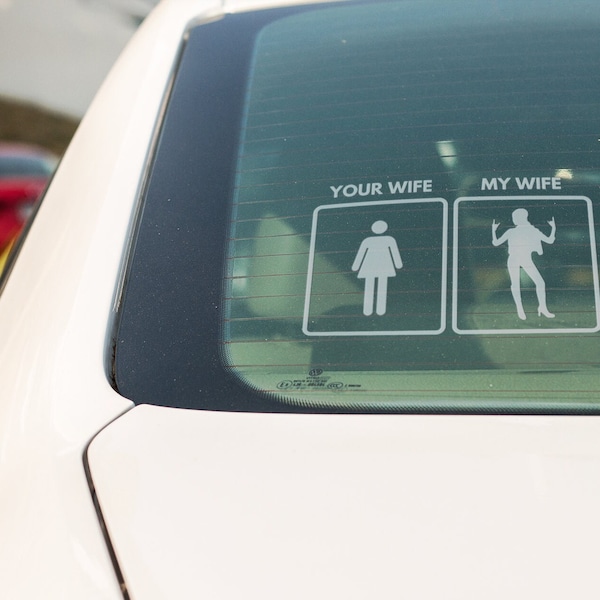 Your Wife, My Wife Car Decal | Rocker Wife | Rock On | Horns Up | Rocker Chick | Window Decal | Bumper Sticker | Window Sticker