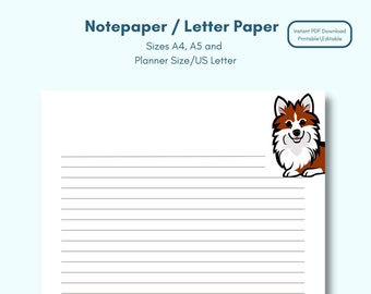 hand writing paper for sale German Spitz on a Lined Letter Template | Printable Digital Writing Paper | Animals | notepaper notetaking