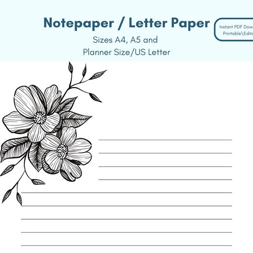 Printable Digital Notes Template Lined Notes Template Note Etsy