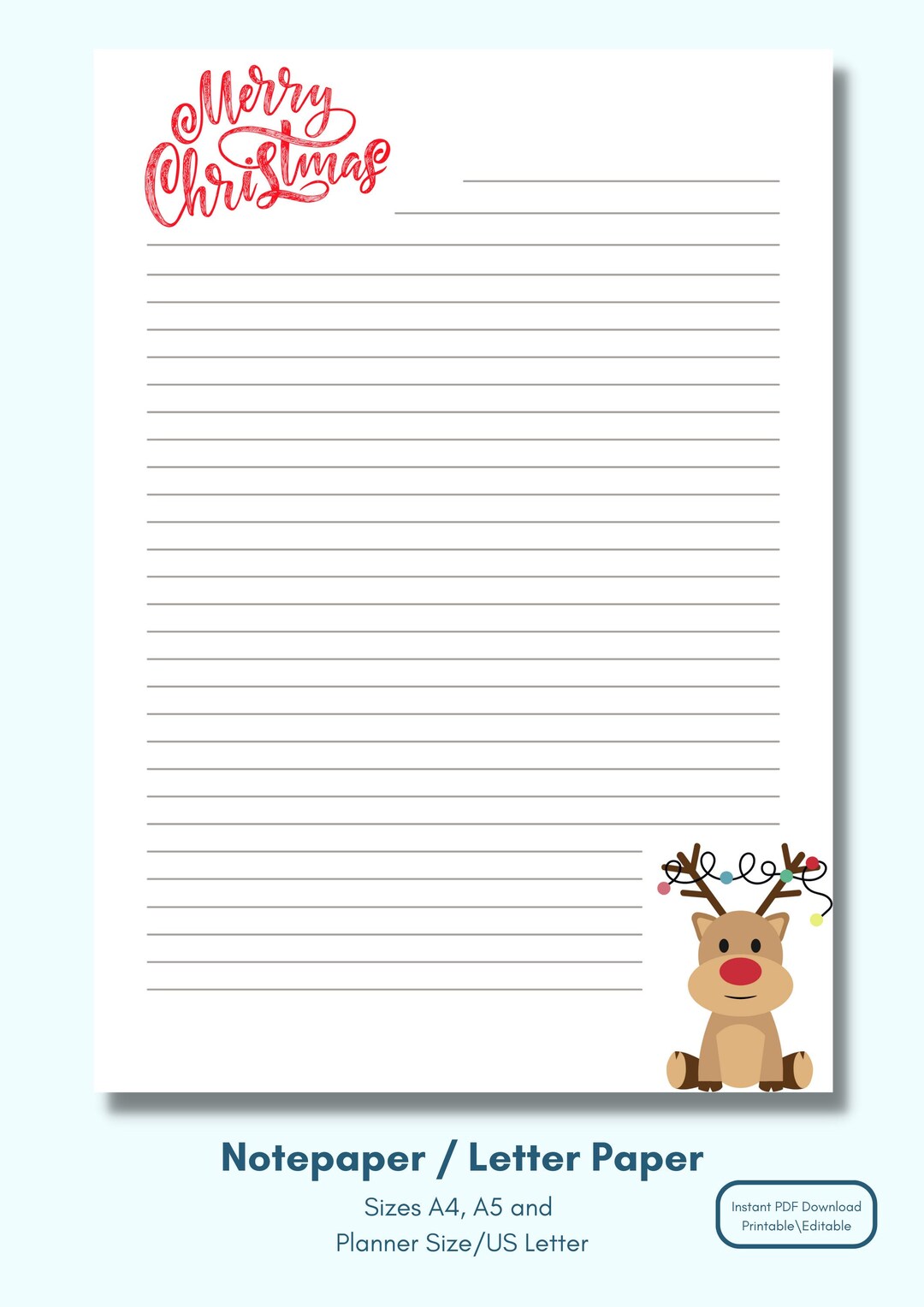 reindeer-merry-christmas-lined-letter-template-printable-digital-download-stationery-xmas-writing-paper-a5-planner-inserts-winter-etsy