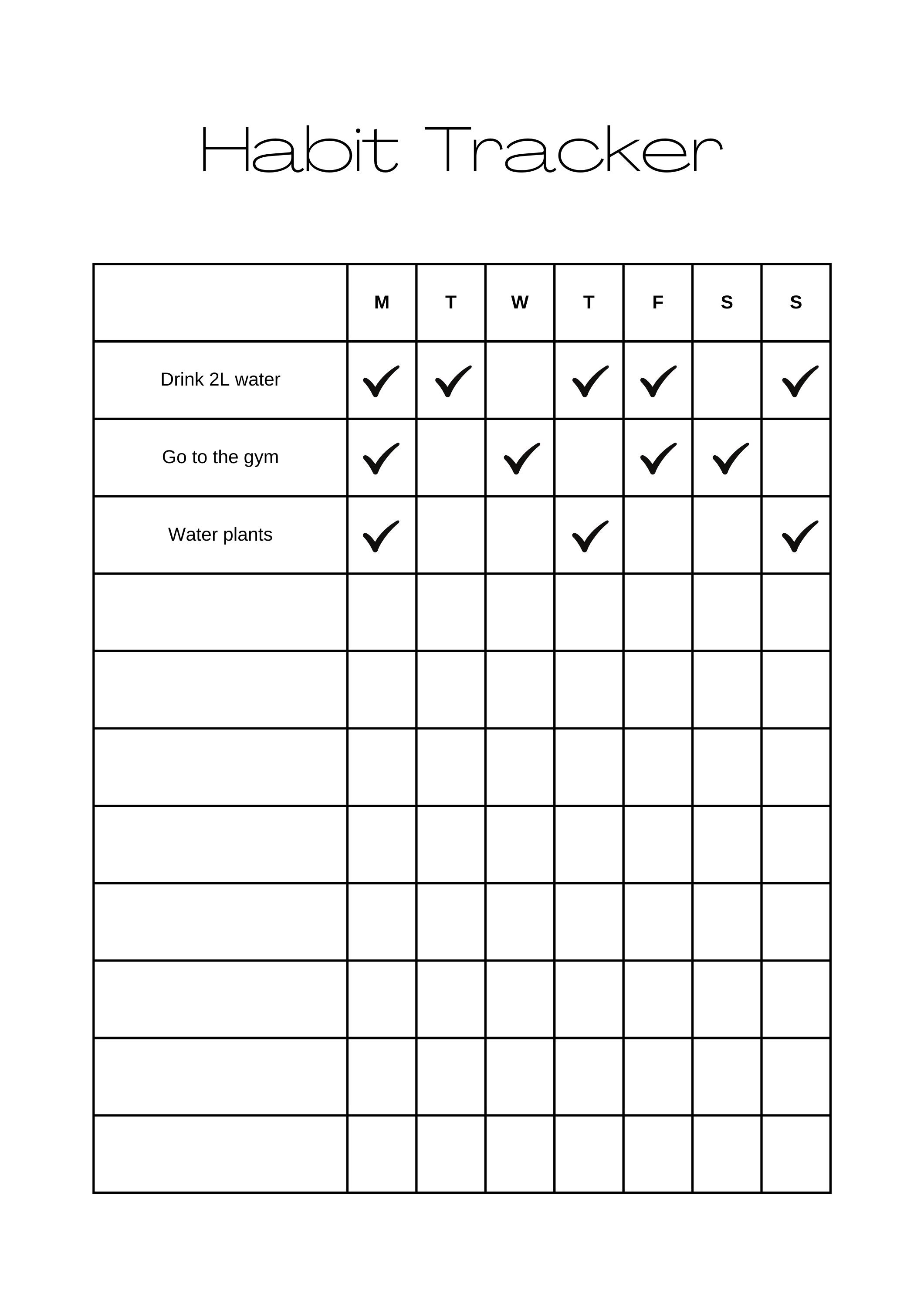 Simple Black and White Habit Tracker Monday to Sunday Digital Download ...