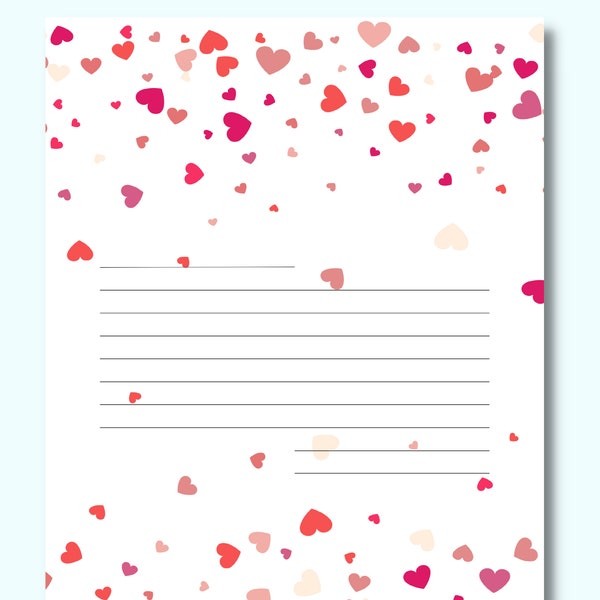 Valentine Love Note | Digital note paper | letter writing template for boyfriend girlfriend husband wife | downloadable printable |